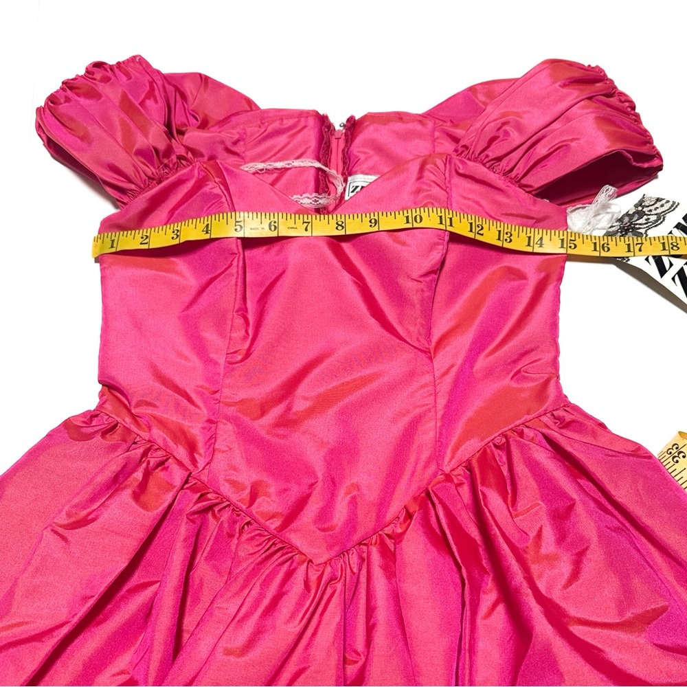Deadstock Vintage 1980s Prom Dress Barbie Pink Colorshift Off-Shoulder Gown NWT - Picture 7 of 14